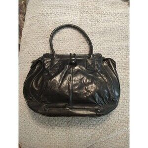 French Connection Top Handle Bag Black Leather Vintage Y2k